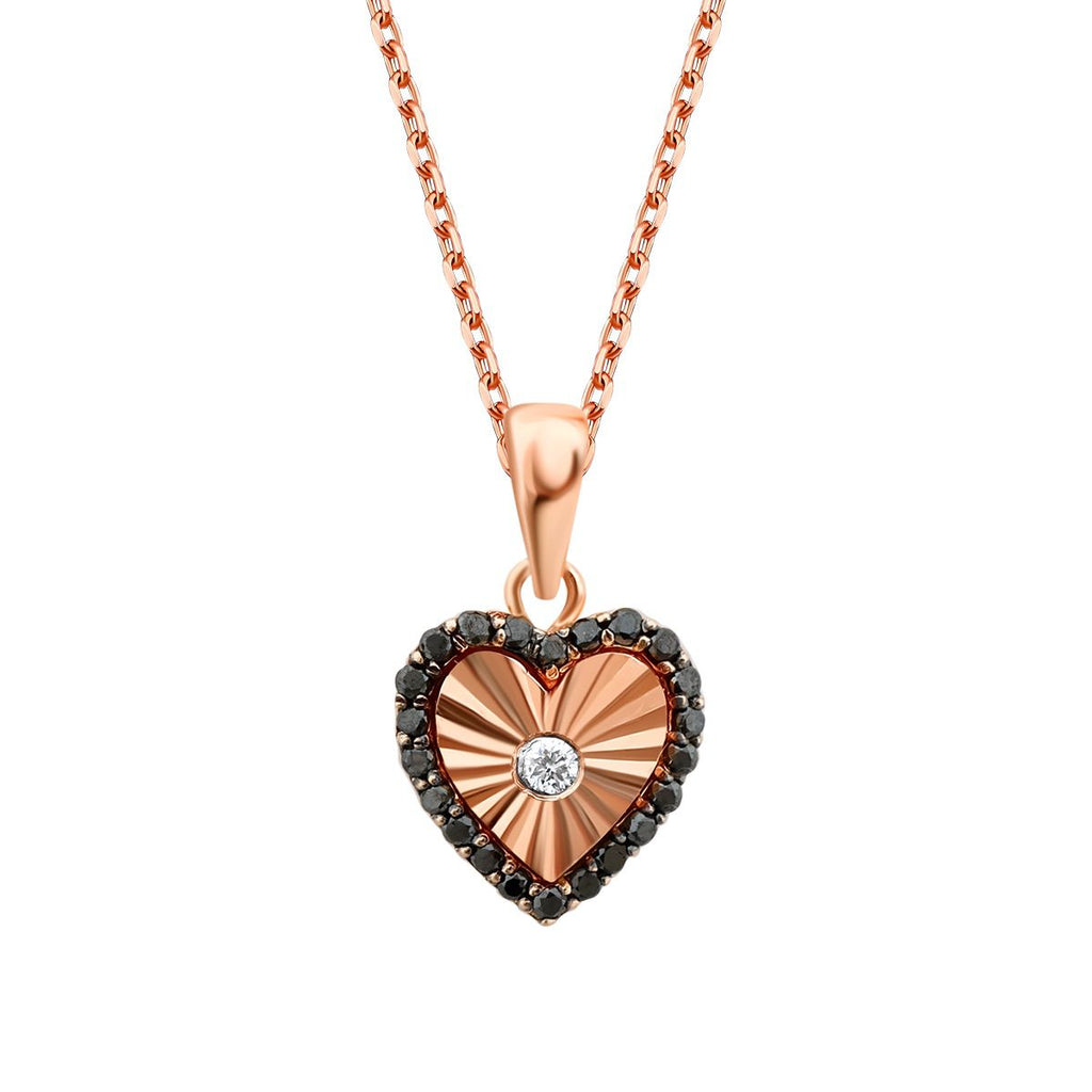 0.13 Karat Diamant Schwarz Stein Herz Halskette