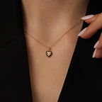 0.13 Karat Diamant Schwarz Stein Herz Halskette