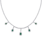 5.80 ct. Diamant Tropfen Smaragd Halskette
