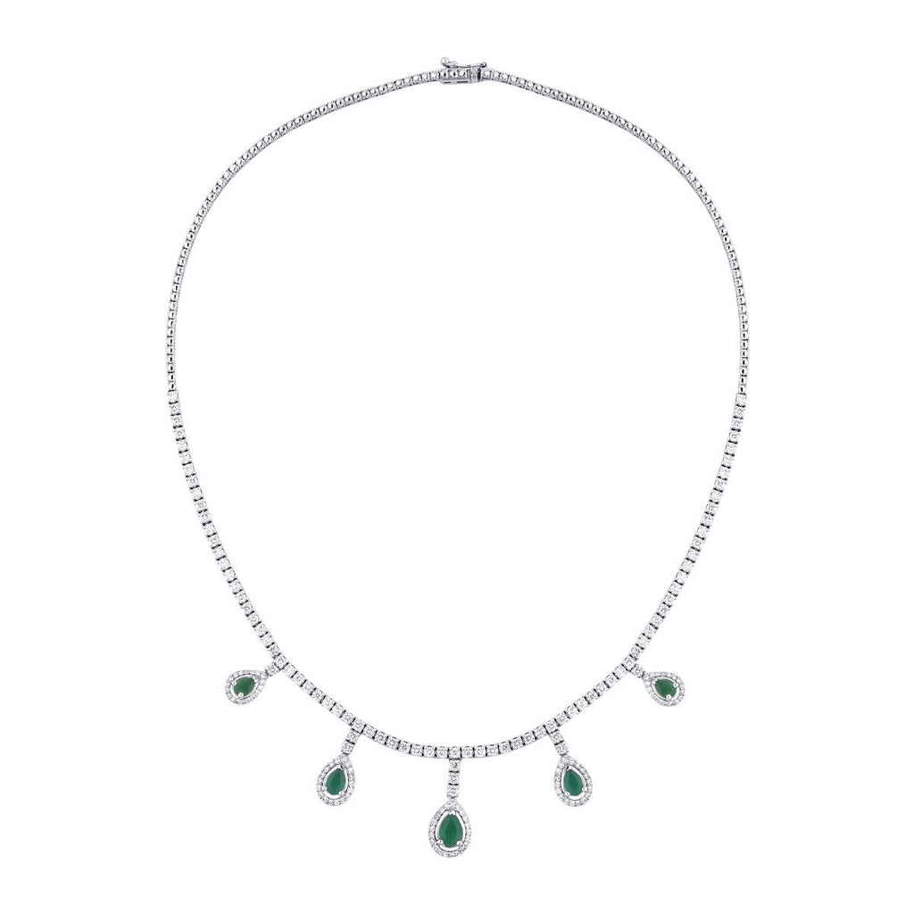 5.80 ct. Diamant Tropfen Smaragd Halskette