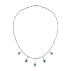 5.80 ct. Diamant Tropfen Smaragd Halskette