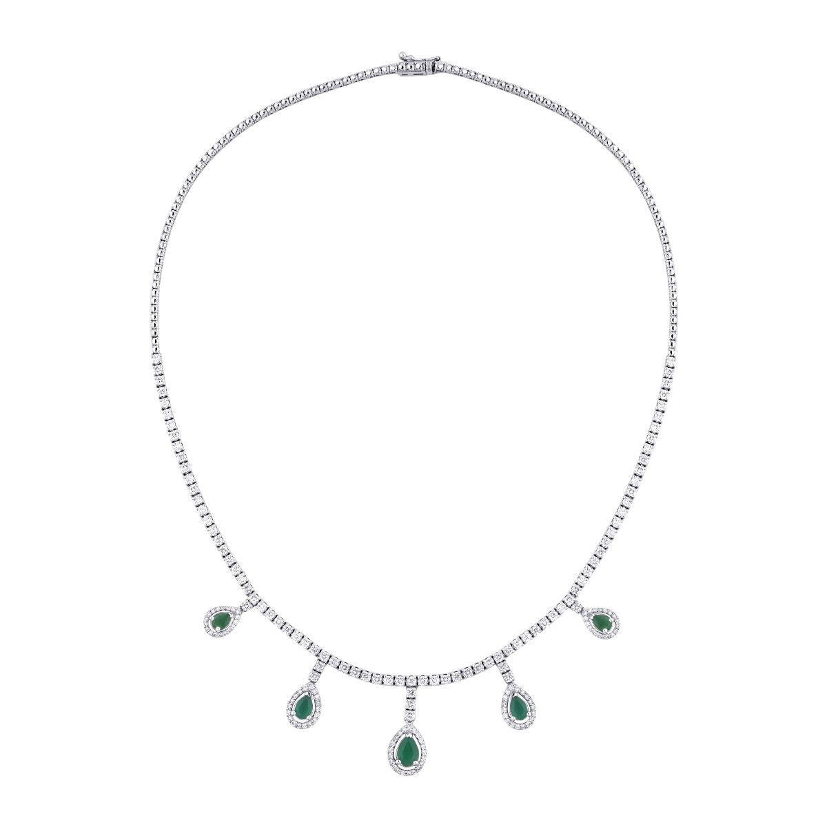 5.80 ct. Diamant Tropfen Smaragd Halskette