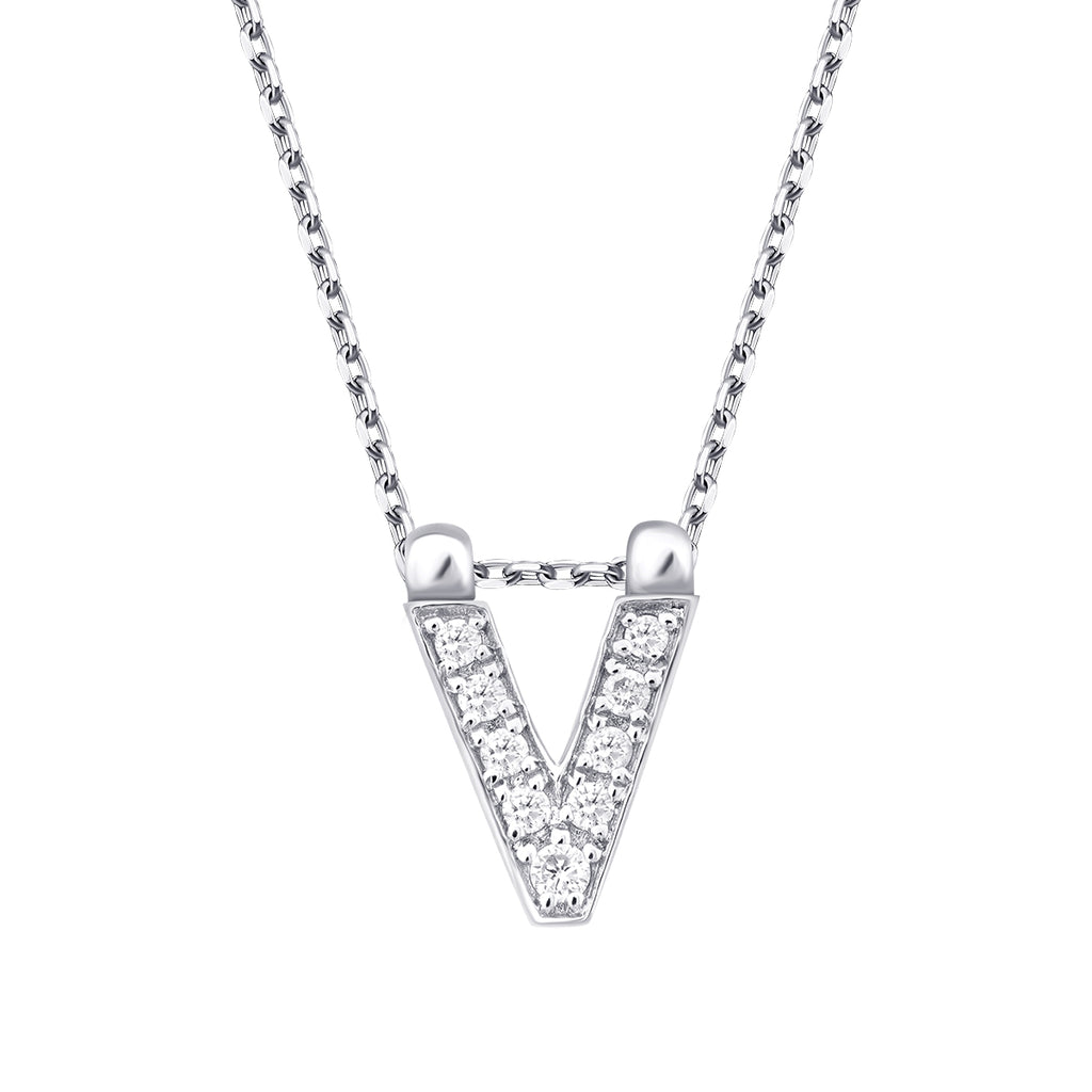 0.04 Karat Diamant V Buchstaben Halskette