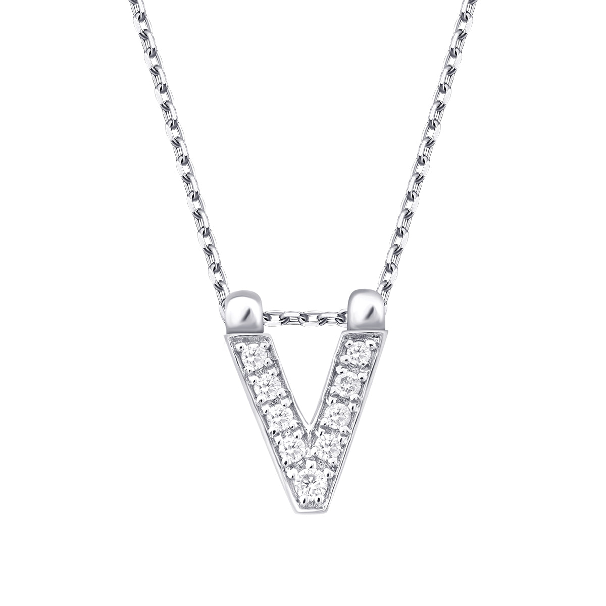 0.04 Karat Diamant V Buchstaben Halskette