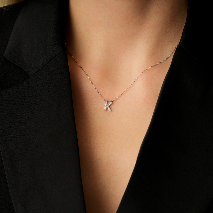 0.06 Karat Diamant K Buchstaben Halskette