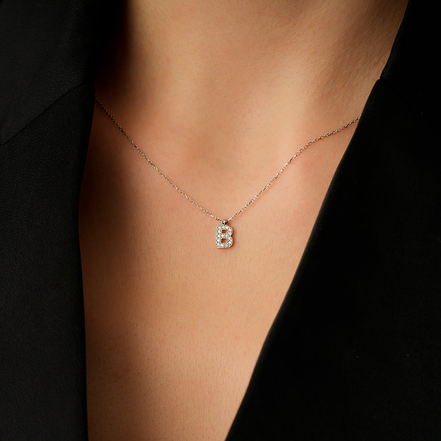 0.08 Karat Diamant B Buchstaben Halskette