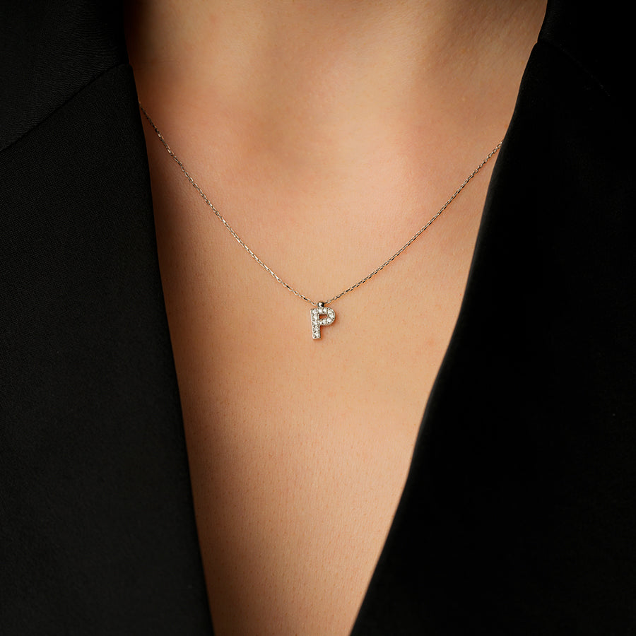 0.06 Karat Diamant P Buchstaben Halskette