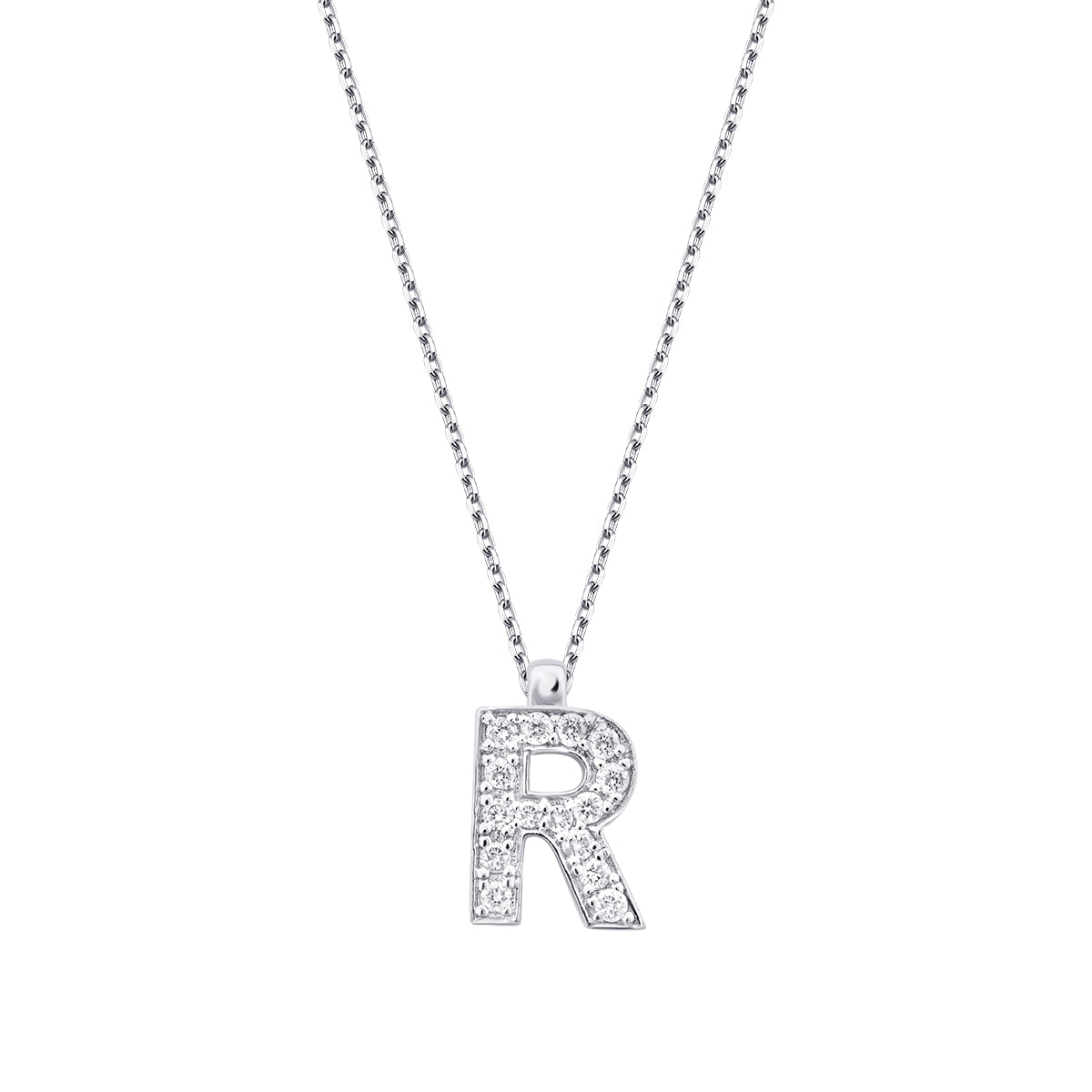 0.08 Karat Diamant R Buchstaben Halskette