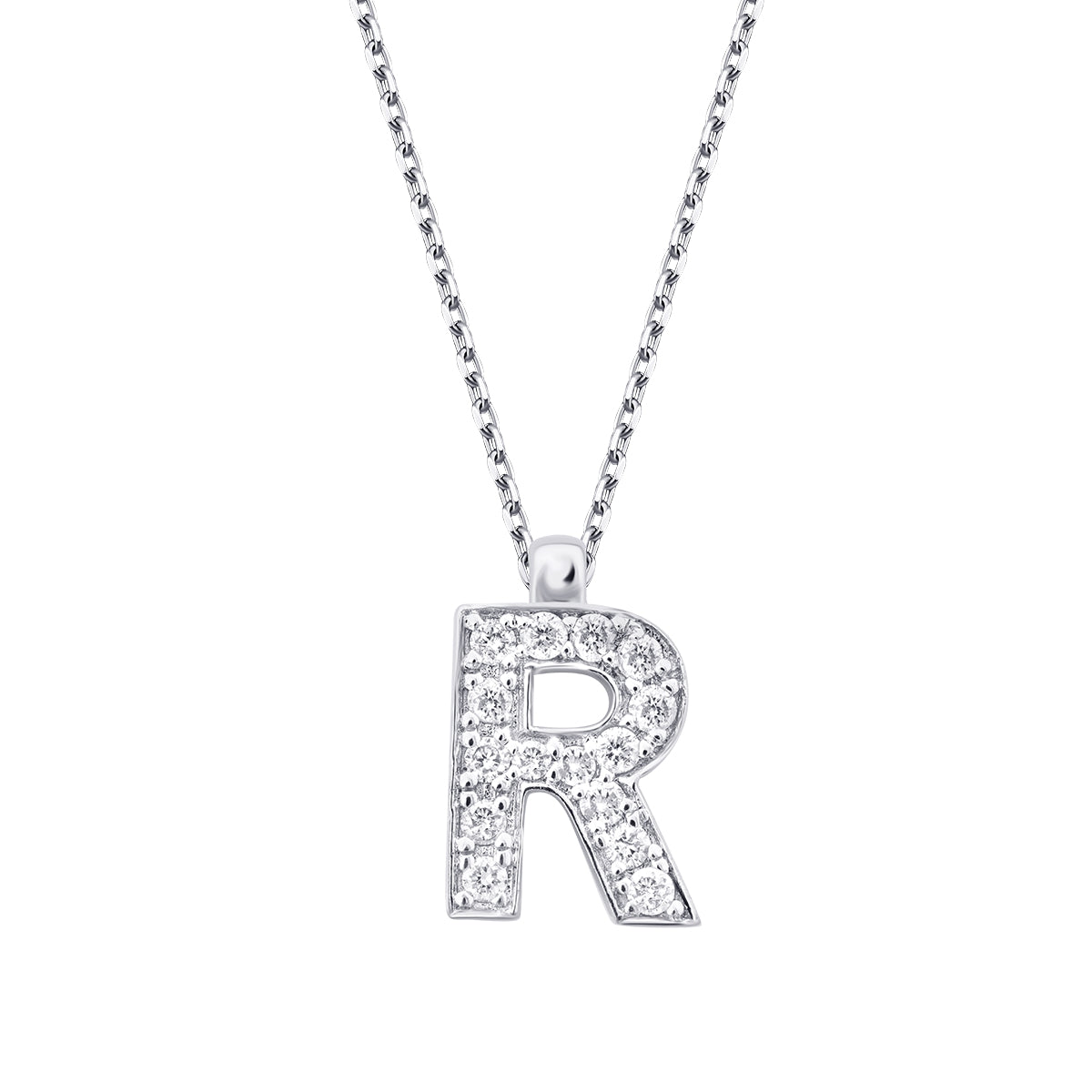 0.08 Karat Diamant R Buchstaben Halskette
