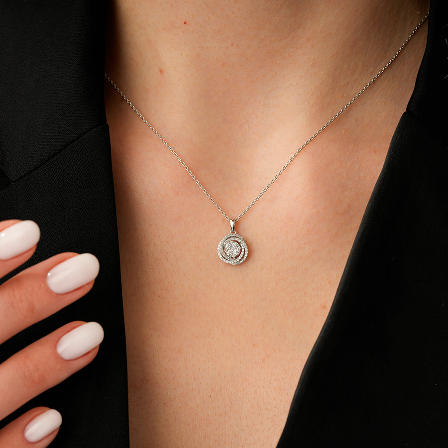 0.26 Karat Diamant Rund Detailreiches Halskette