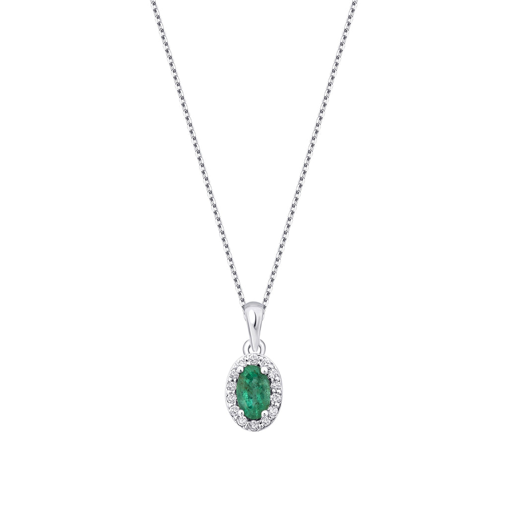 0.31 Karat Diamant Smaragd Ovale Halskette
