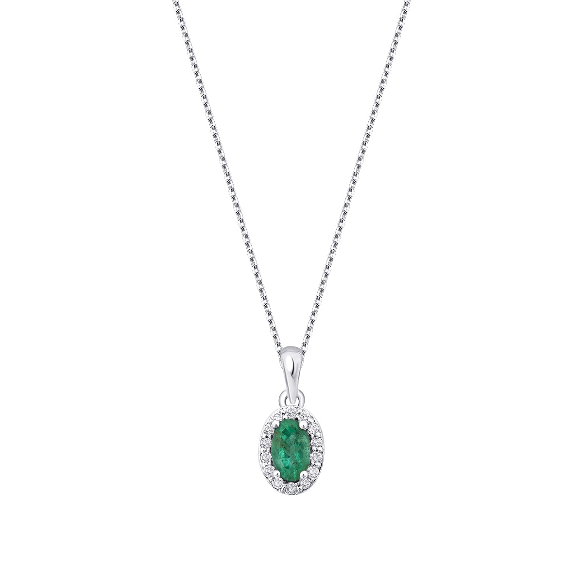 0.31 Karat Diamant Smaragd Ovale Halskette