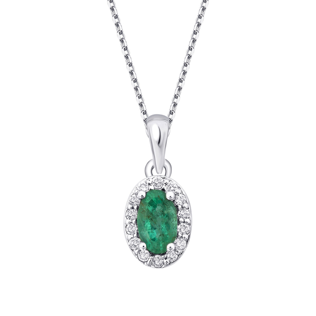 0.31 Karat Diamant Smaragd Ovale Halskette