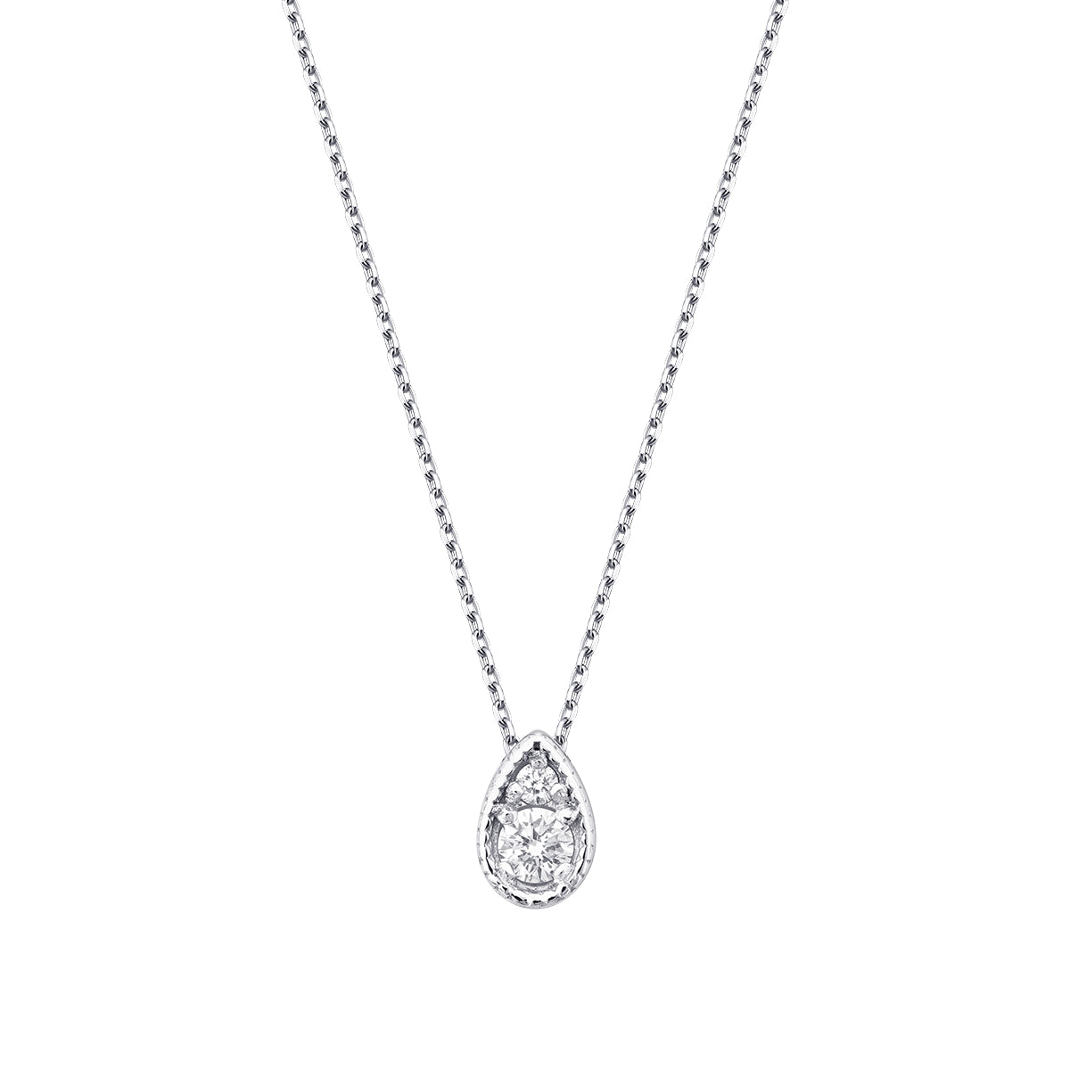 0.06 Karat Diamant Rund Stein Tropfen Halskette