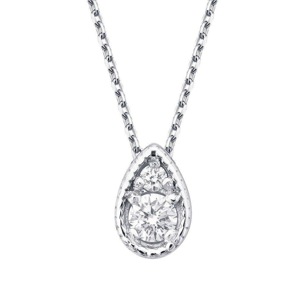 0.06 Karat Diamant Rund Stein Tropfen Halskette
