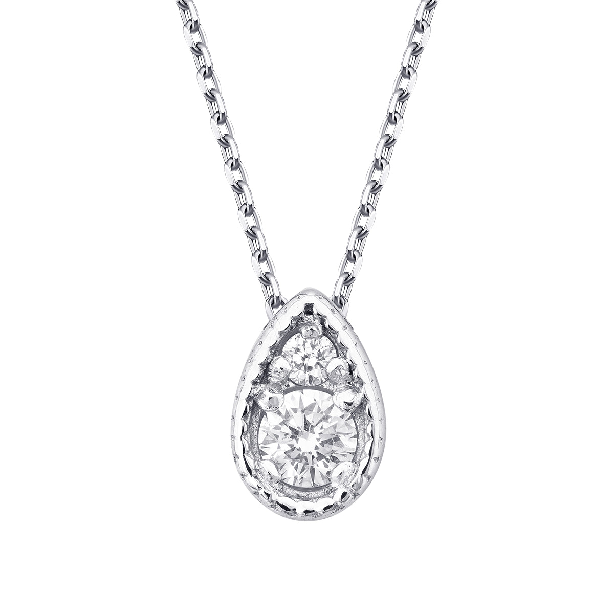 0.06 Karat Diamant Rund Stein Tropfen Halskette