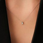 0.06 Karat Diamant Rund Stein Tropfen Halskette