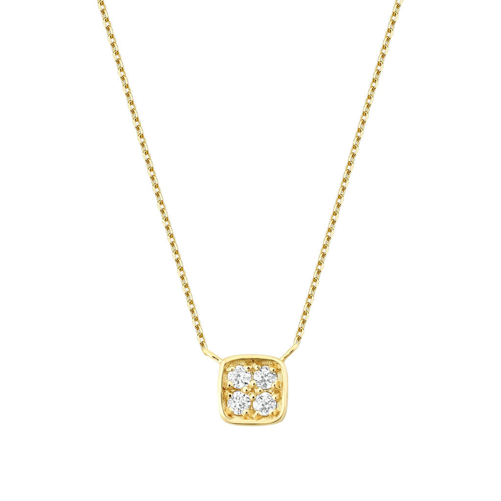 0.05 Karat Diamant Rund Stein Quadrat Halskette