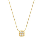 0.05 Karat Diamant Rund Stein Quadrat Halskette