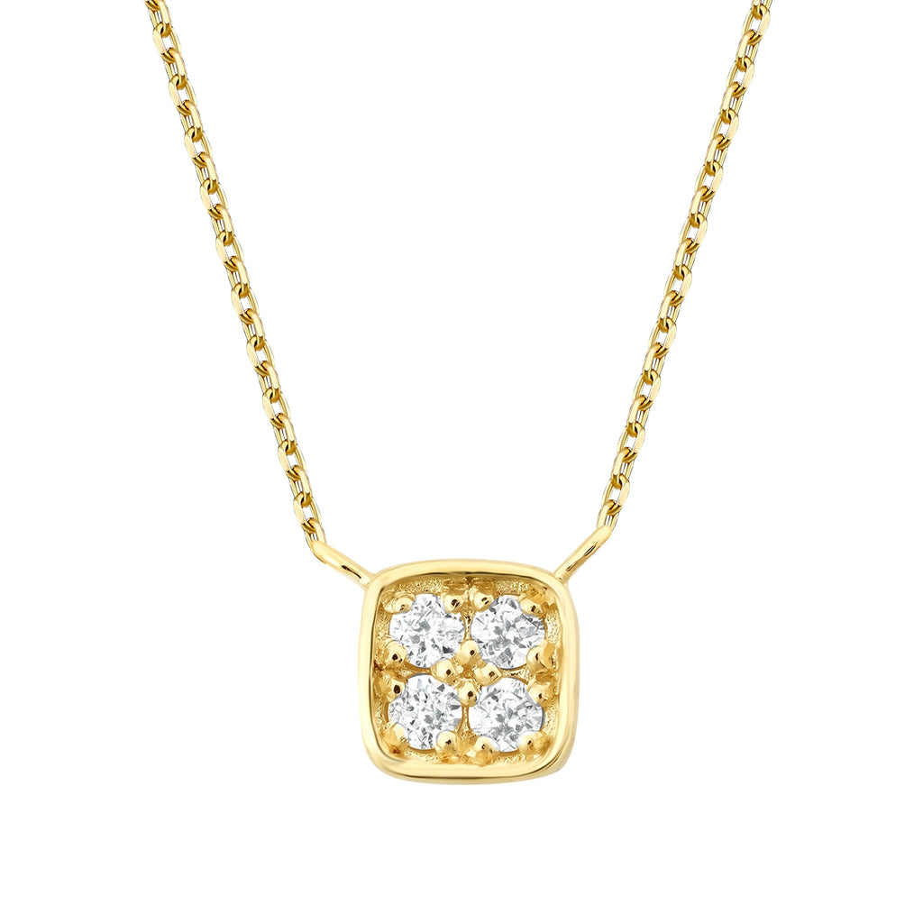 0.05 Karat Diamant Rund Stein Quadrat Halskette