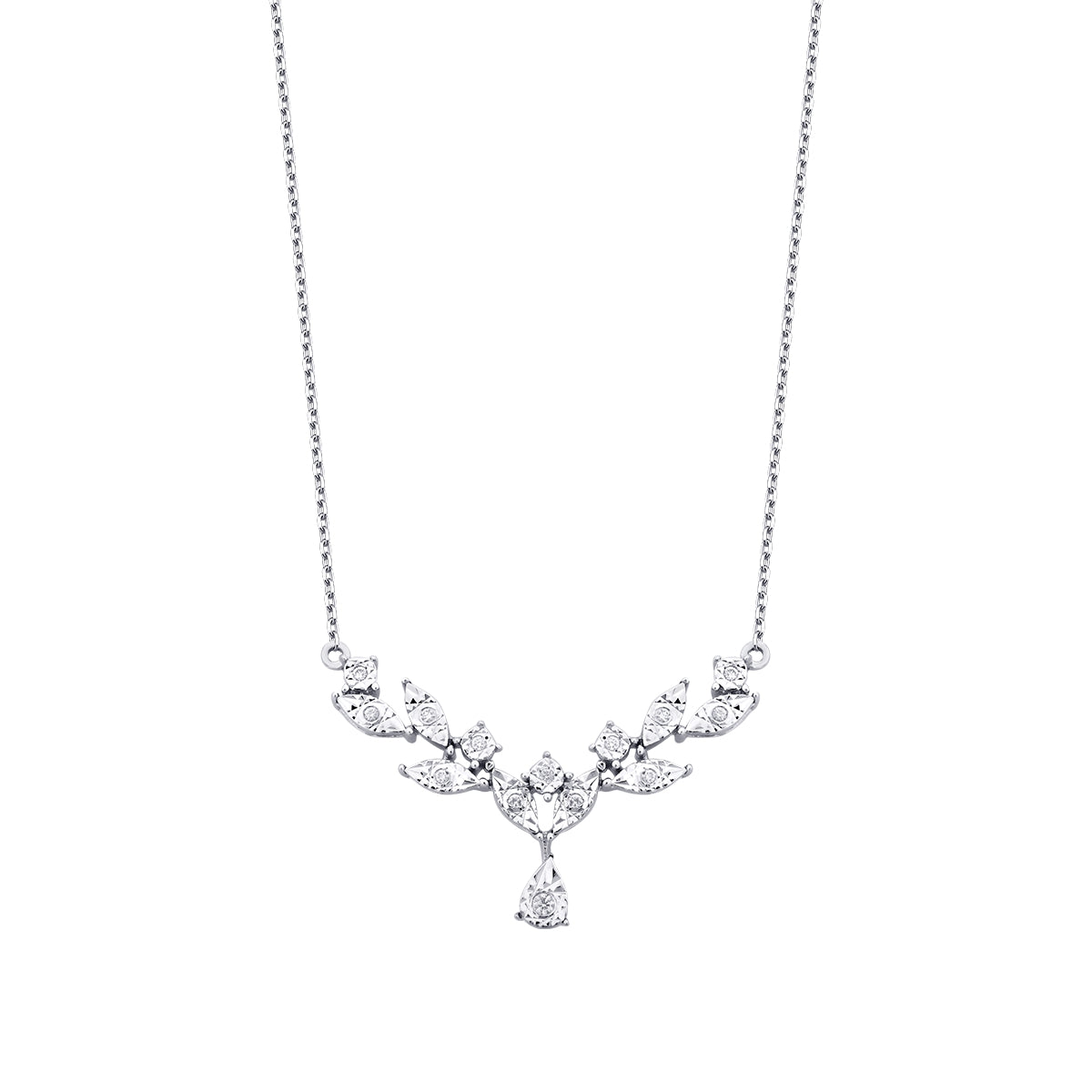 0.07 Karat Diamant Blätter Halskette