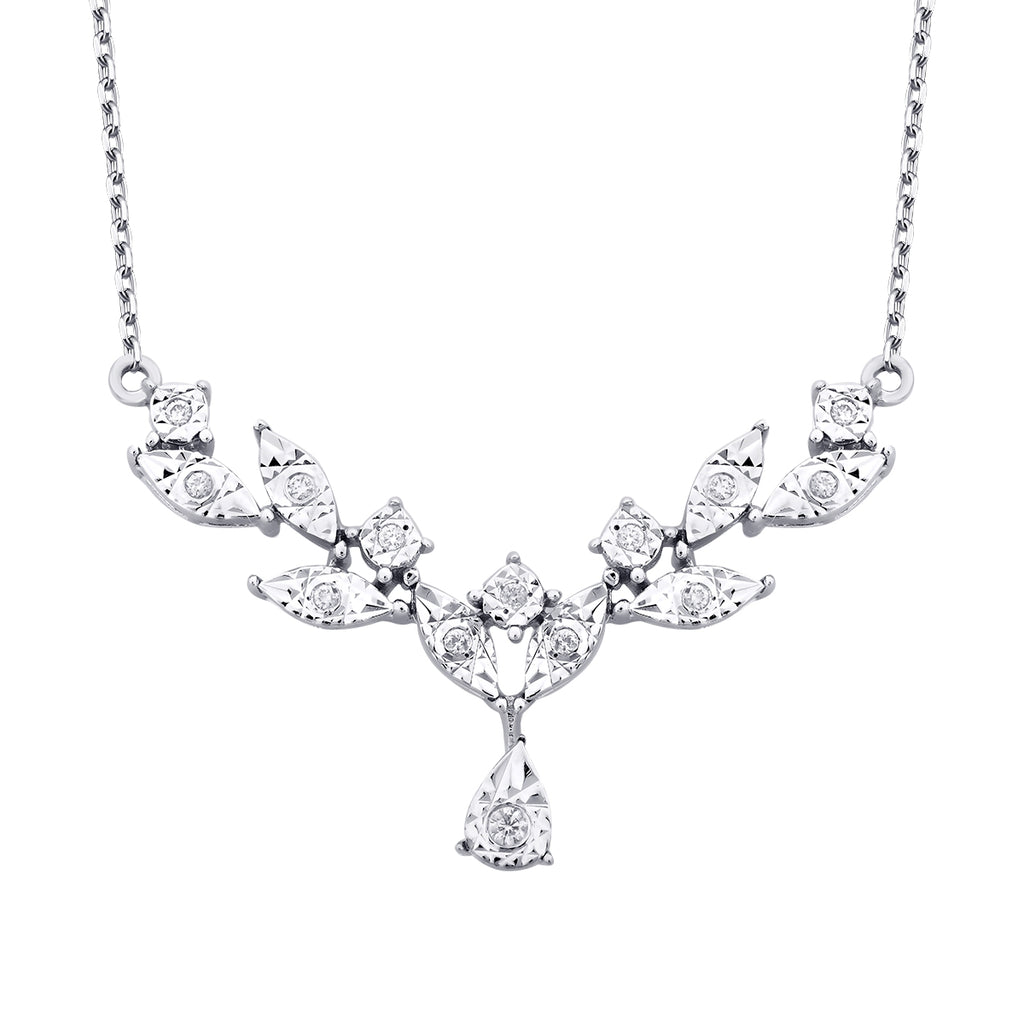 0.07 Karat Diamant Blätter Halskette