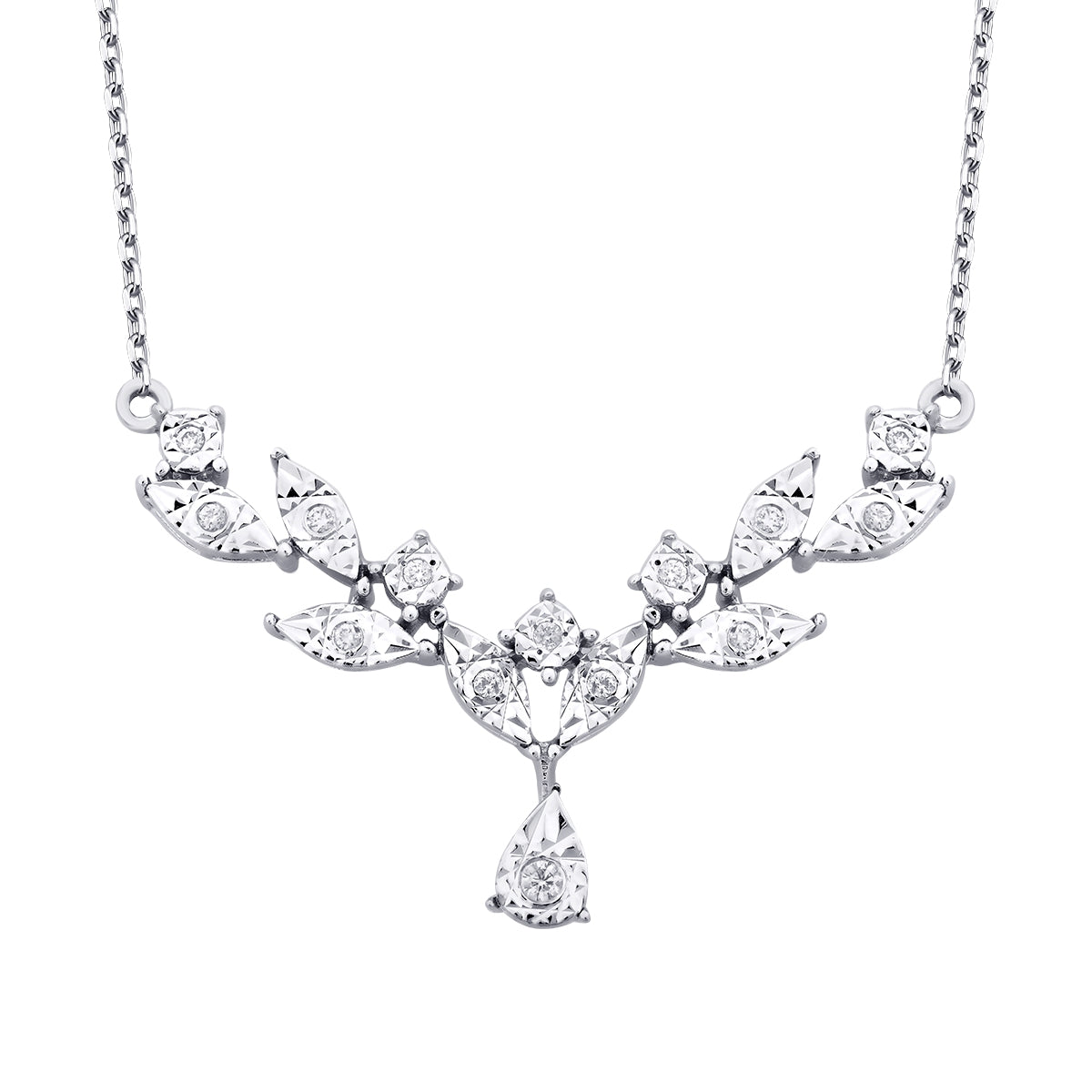 0.07 Karat Diamant Blätter Halskette