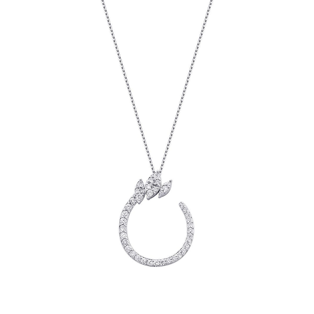 0.54 Karat Diamant Rund Detailreiches Halskette
