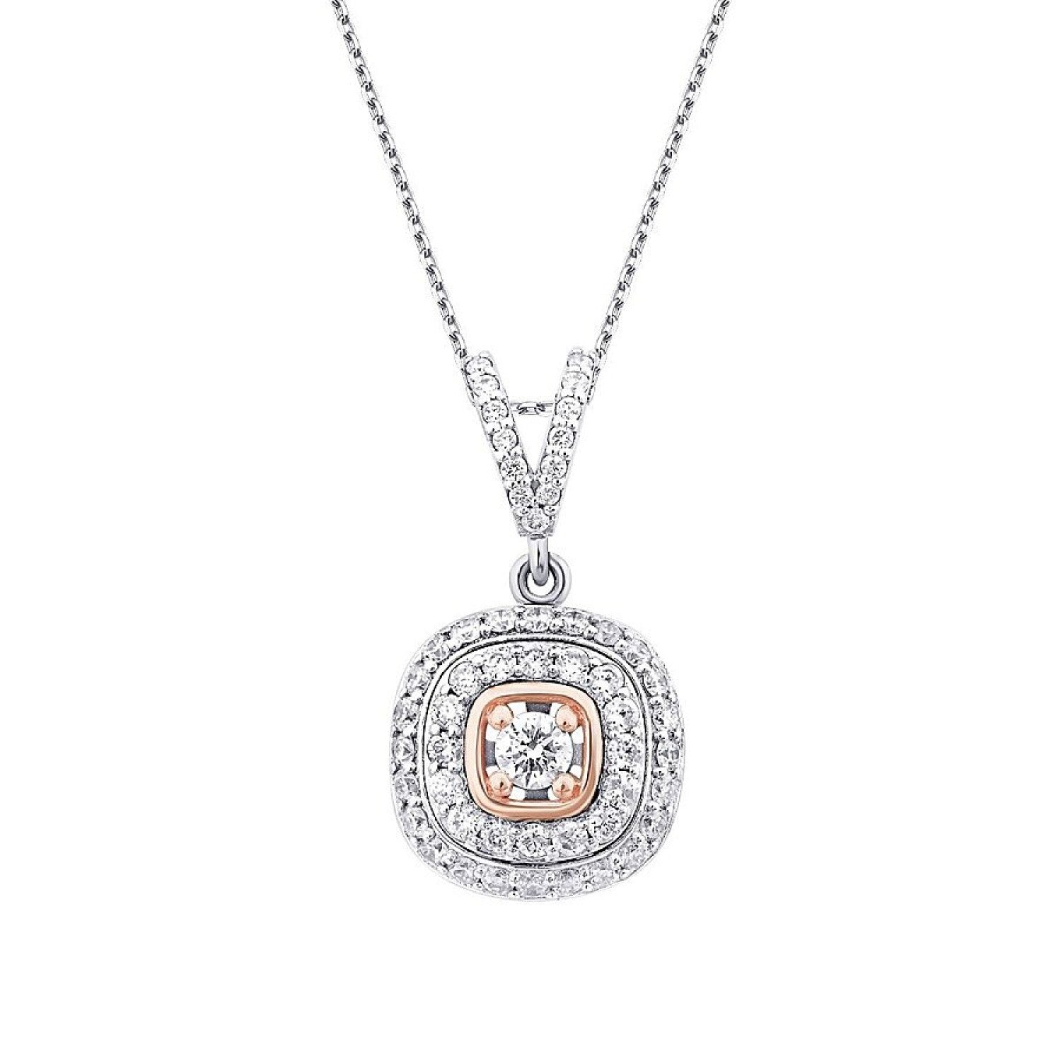 0.52 Karat Diamant Zweifarbig Halskette