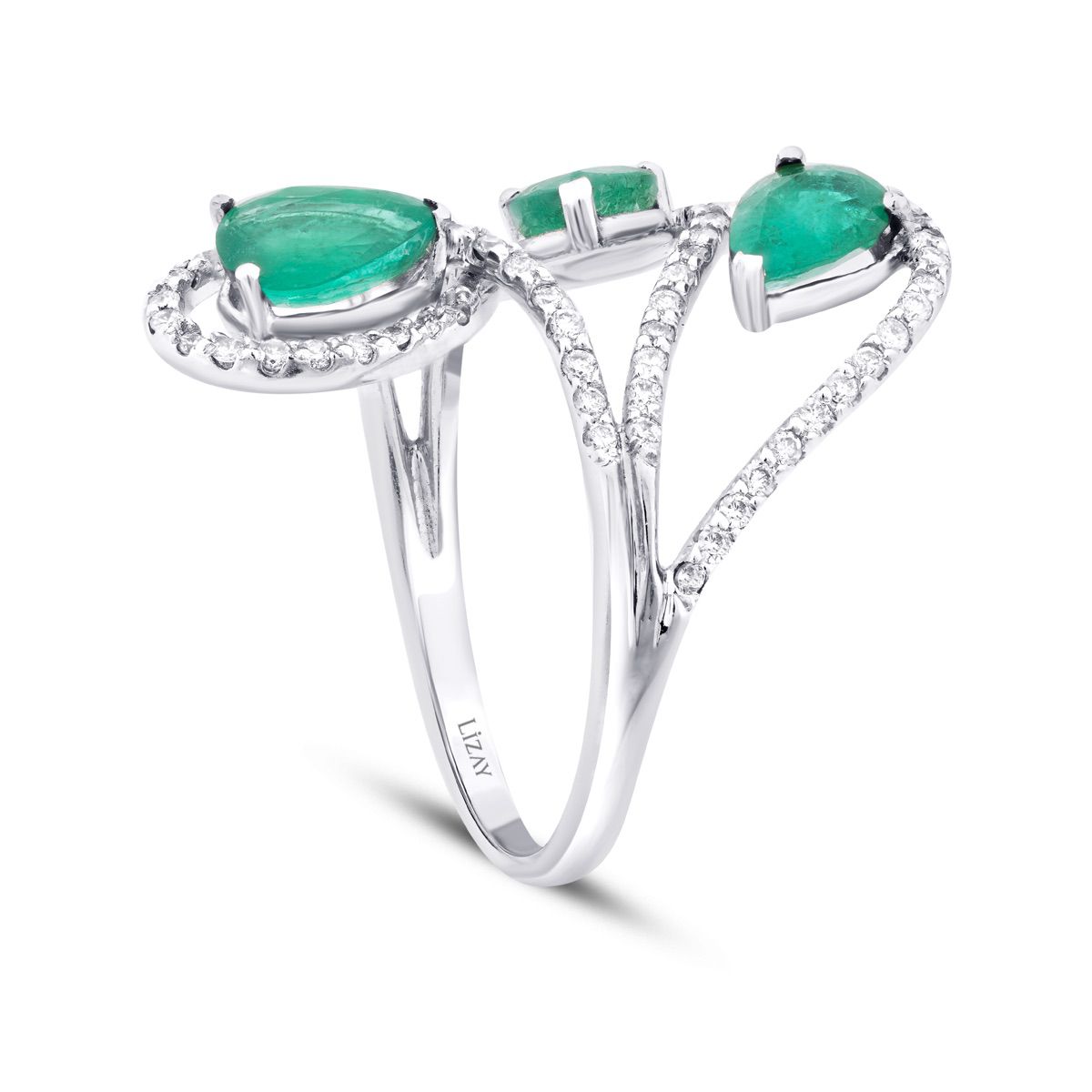 2.35 ct. Diamant Tropfen Smaragd Ring