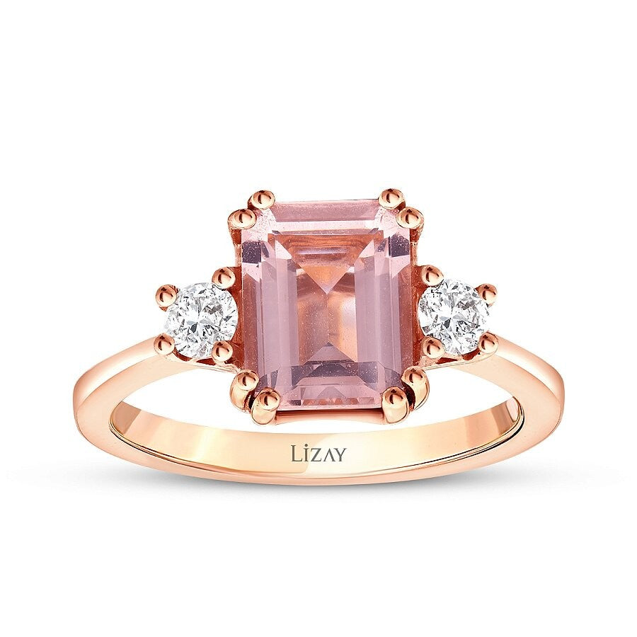 2.30 Karat Diamant Morganit Quadrat Ring
