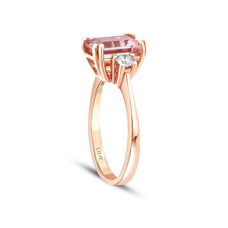 2.30 Karat Diamant Morganit Quadrat Ring