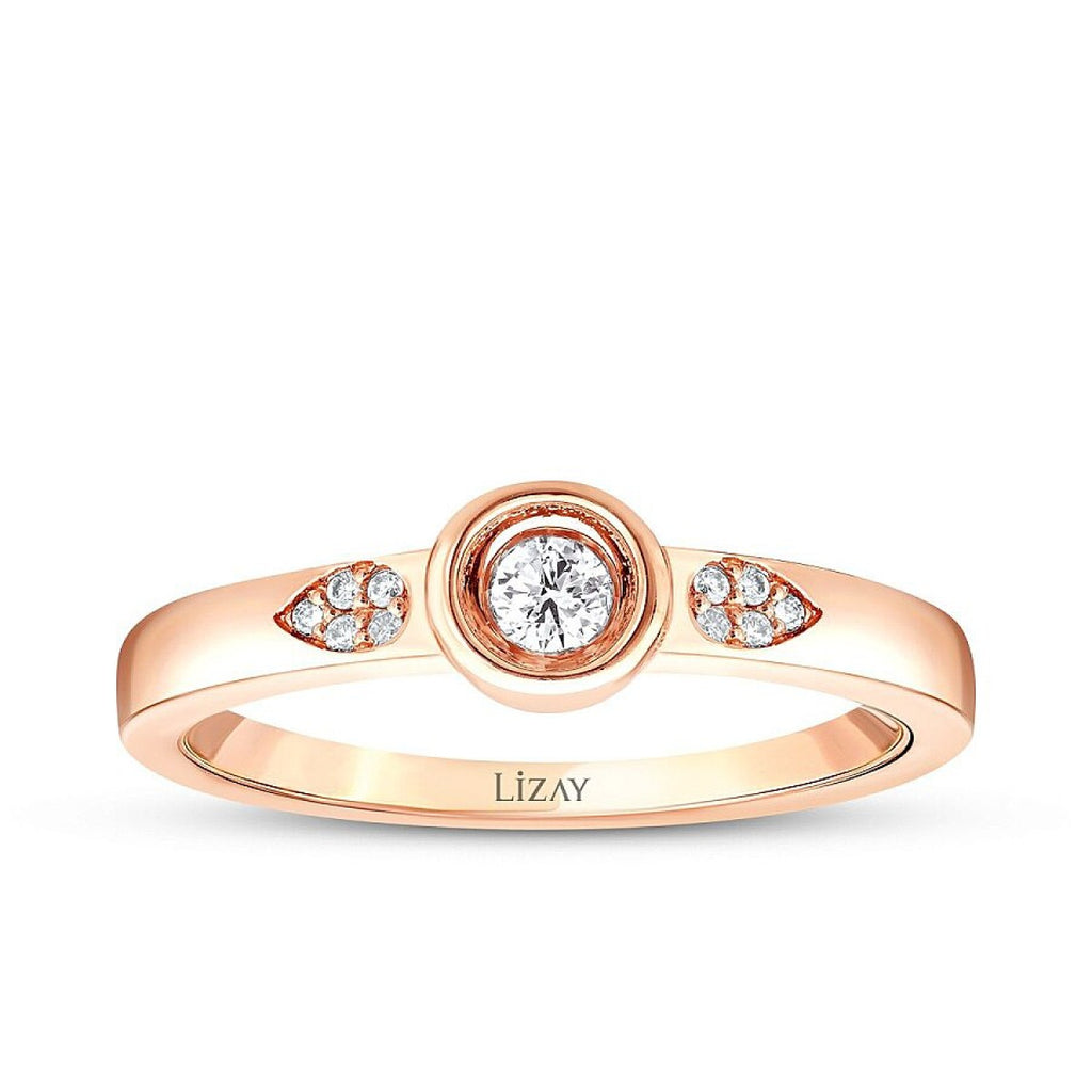 0.12 Karat Diamant Stein Detailreiches Solitär Ring