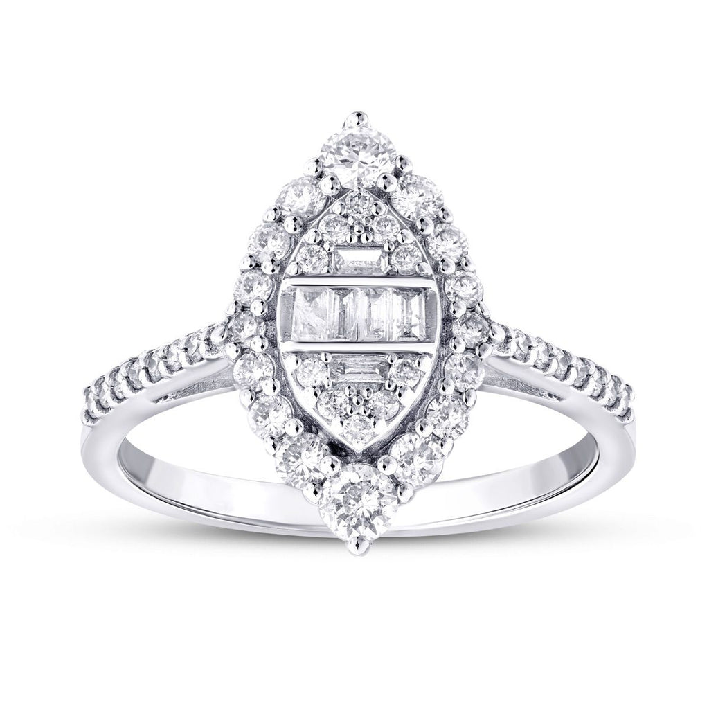 0.65 Karat Diamant Baguette Tropfen Ring