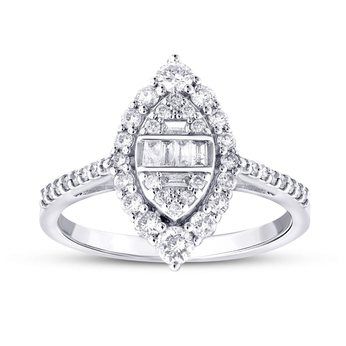 0.65 Karat Diamant Baguette Tropfen Ring