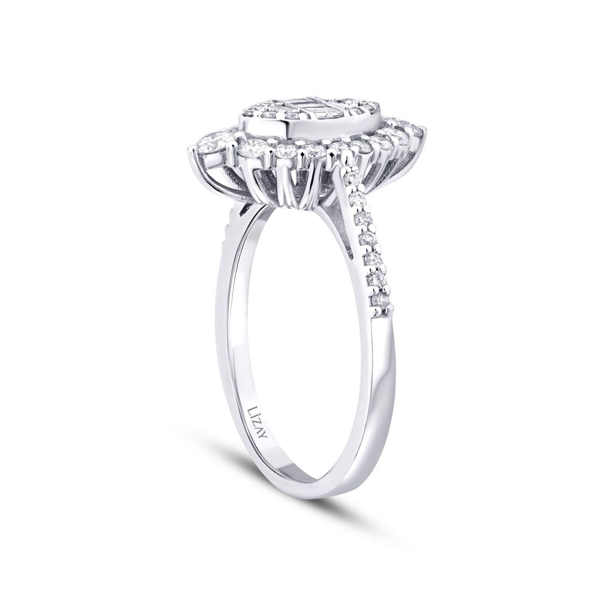 0.65 Karat Diamant Baguette Tropfen Ring