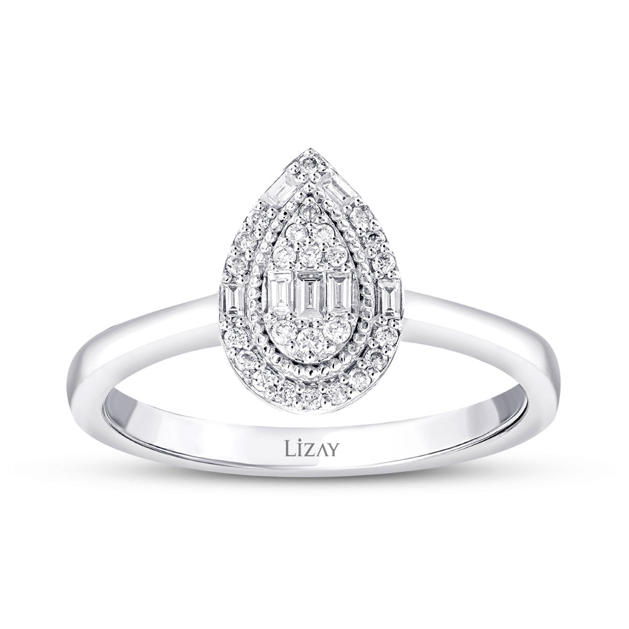 0.17 Karat Diamant Baguette Tropfen Trend Ring