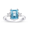 2.85 Karat Diamant Blau Topaz Quadrat Ring