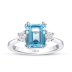 2.85 Karat Diamant Blau Topaz Quadrat Ring
