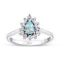 0.57 Karat Diamant Tropfen Blue Topaz Ring