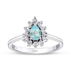 0.57 Karat Diamant Tropfen Blue Topaz Ring