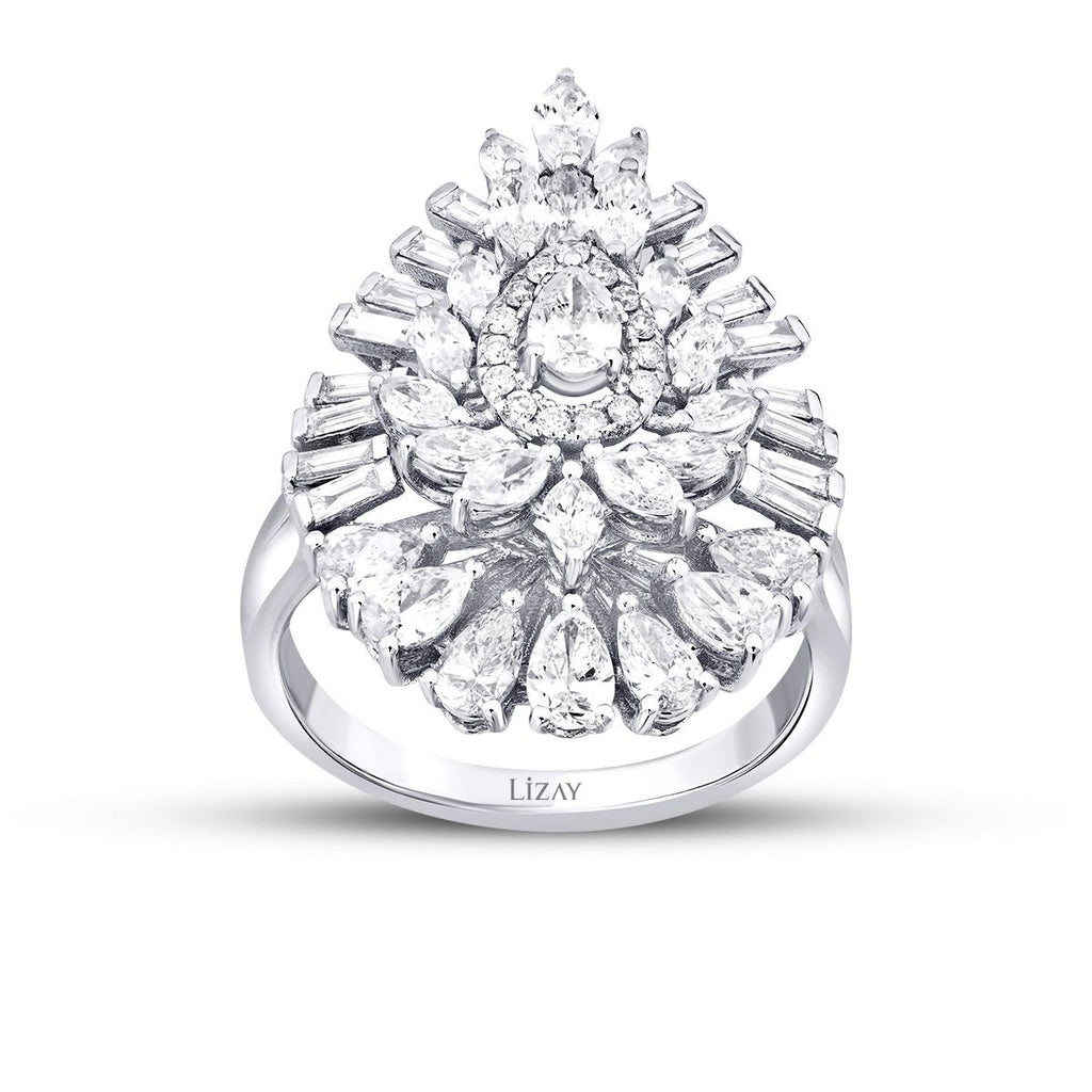 1.91 Karat Diamant Baguette Stein Tropfen Ring