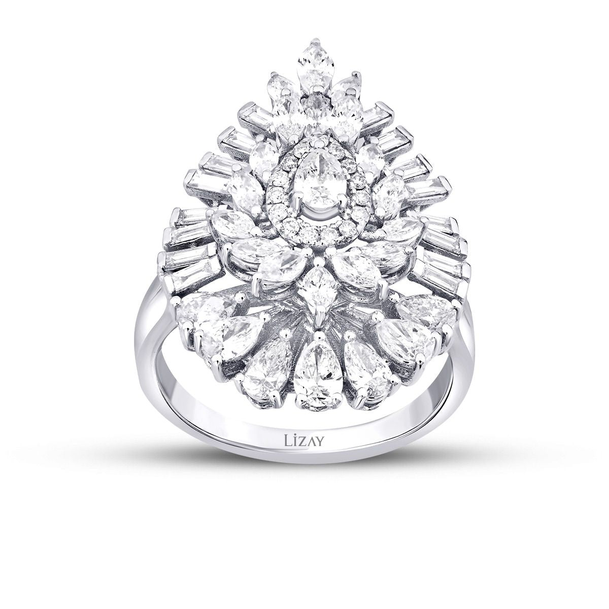 1.91 Karat Diamant Baguette Stein Tropfen Ring