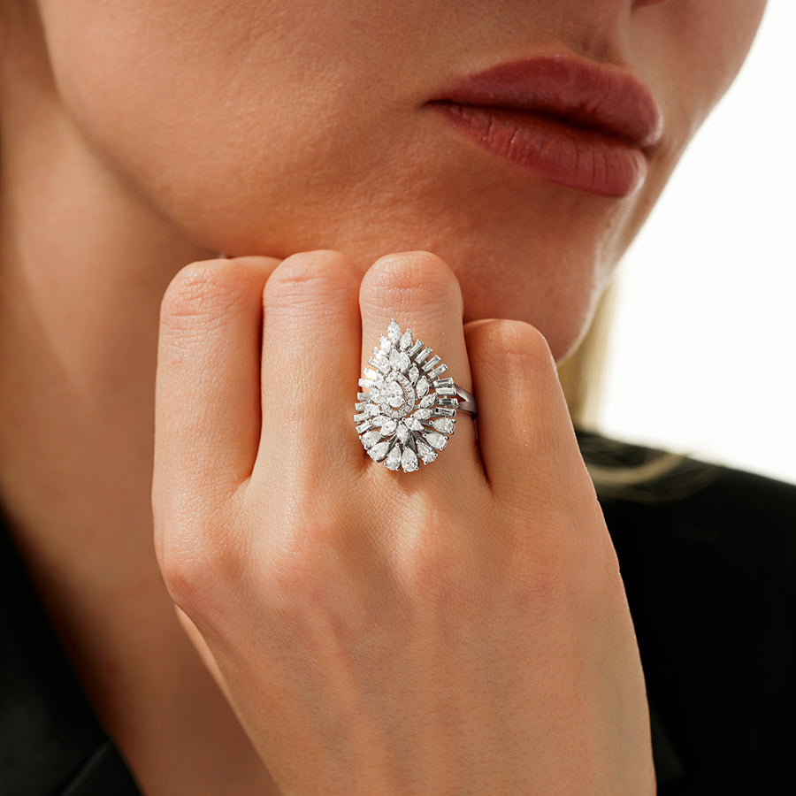1.91 Karat Diamant Baguette Stein Tropfen Ring