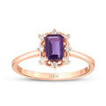 0.62 Karat Diamant Smaragd Amethyst Ring