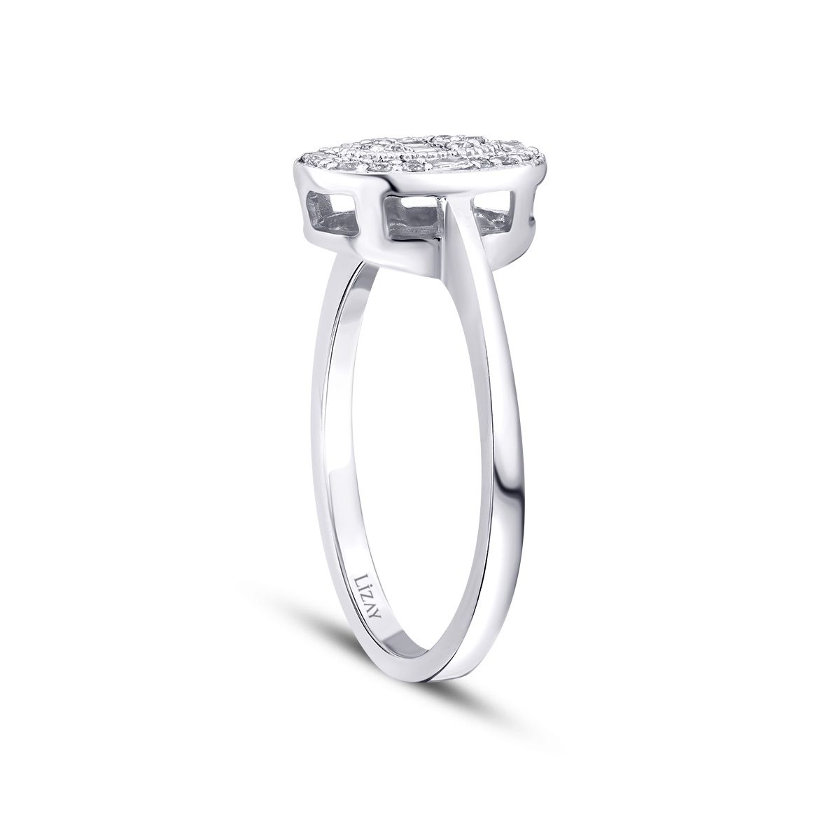 0.19 Karat Diamant Oval Baguette Trend Ring