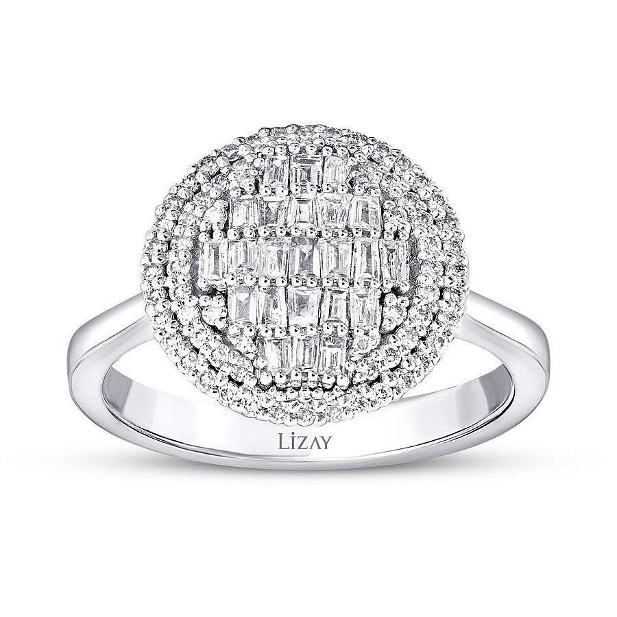 0.50 Karat Diamant Baguette Stein Rund Ring