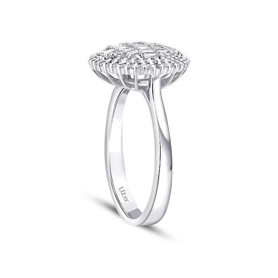 0.50 Karat Diamant Baguette Stein Rund Ring