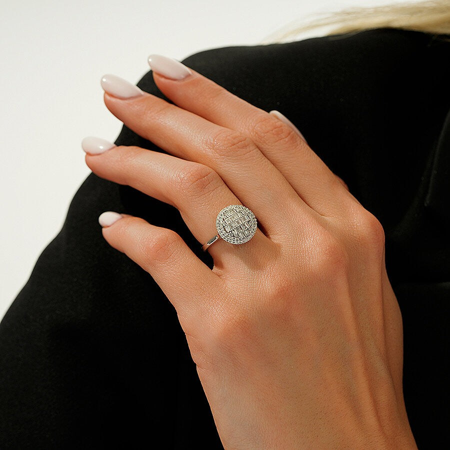 0.50 Karat Diamant Baguette Stein Rund Ring