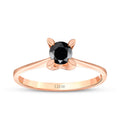 0.29 Karat Schwarz Stein Solitär Ring
